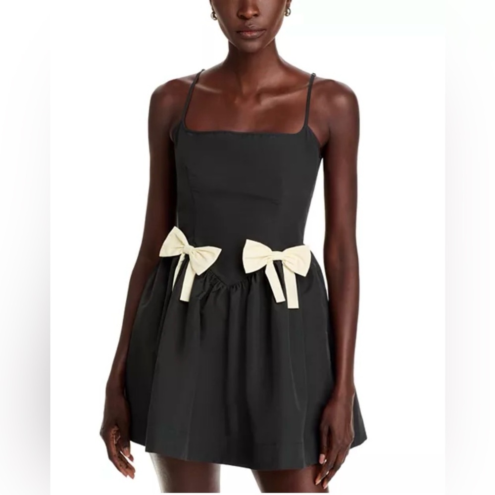 NWT Ciao Lucia Black Mini Dress with Cream Bow Accents SIZE LARGE $365 msrp